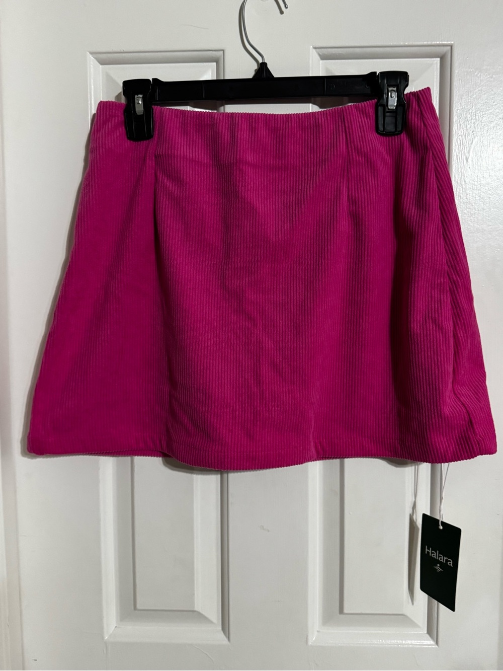 HALARA Bright Hot Pink Corduroy Mini Skirt